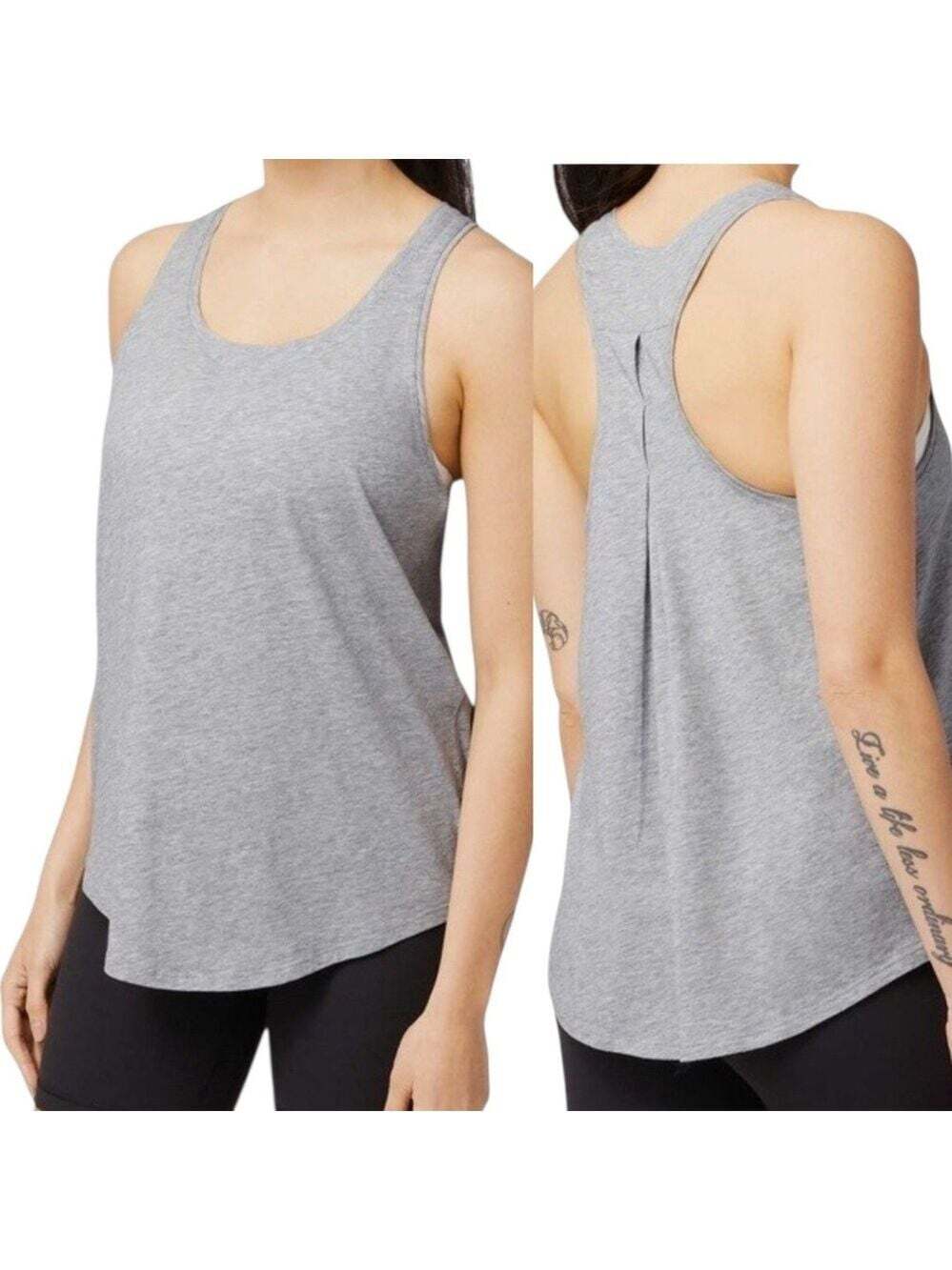 Lululemon Love Tank Pleated Heathered Light Grey 8 Athflow Minimalist Yogacore